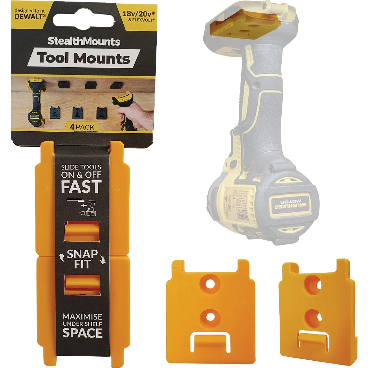 Lightweight StealthMounts Tool Mounts for DEWALT 20V 60V 4-Pack Artisan