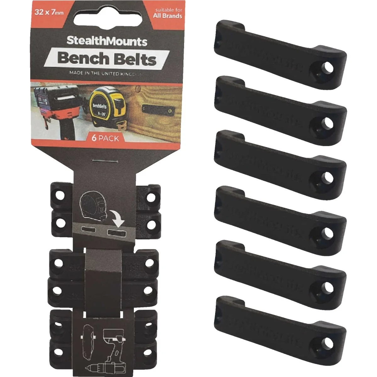 Advanced StealthMounts Bench Belts Universal Tool Hangers 6-Pack Trusted
