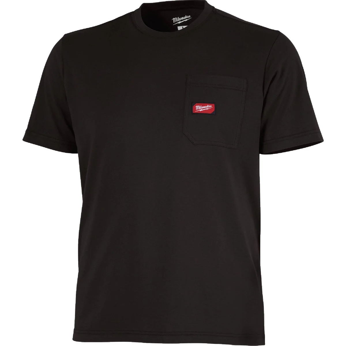 Optimized Milwaukee GridIron Medium Black Short Sleeve Heavy-Duty Pocket T-Shirt Pure