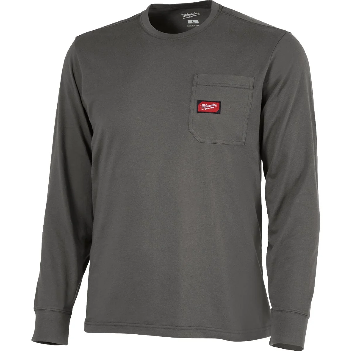 Green Milwaukee GridIron Medium Gray Long Sleeve Heavy-Duty Pocket T-Shirt Artisan