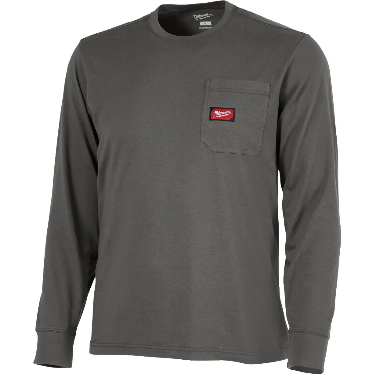 High-End Milwaukee GridIron Small Gray Long Sleeve Heavy-Duty Pocket T-Shirt Outstanding