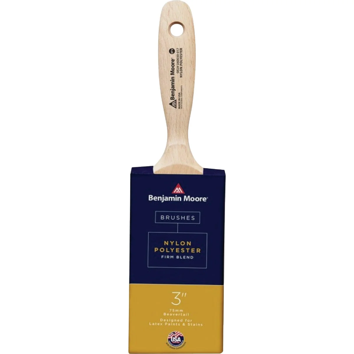 Secure Benjamin Moore 3 In. Beavertail Nylon Poly Brush Firm Authentic