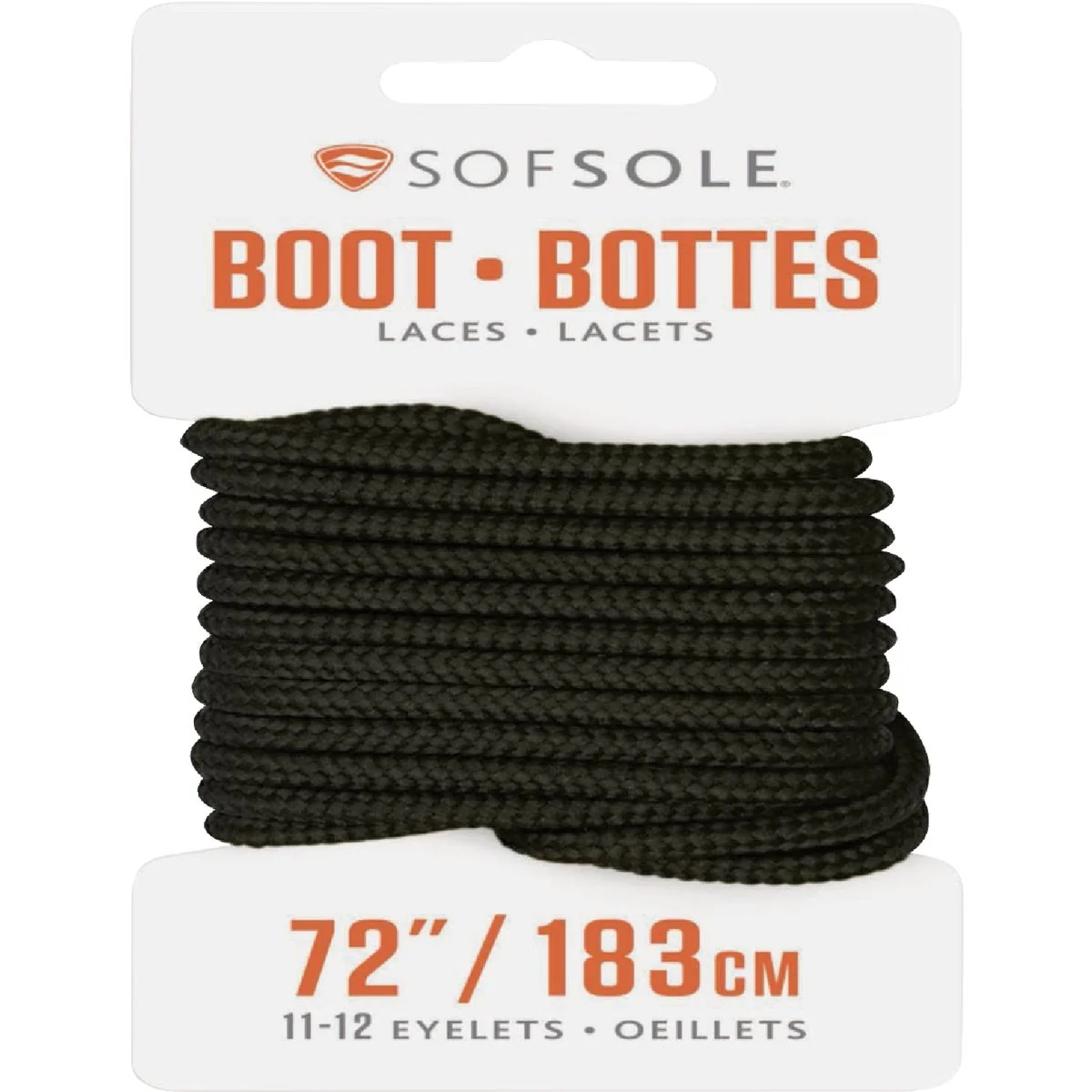 Luxury Sof Sole 72 in. Black Boot Laces Fine