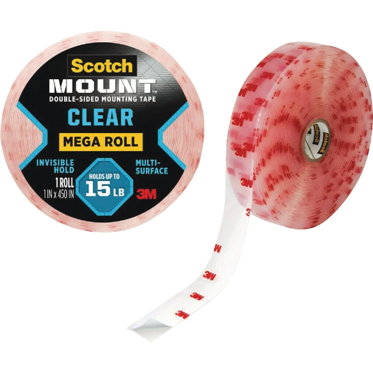 Professional Scotch-Mount 1 In. x 450 In. Clear Double-Sided Mounting Tape Mega Roll Pure