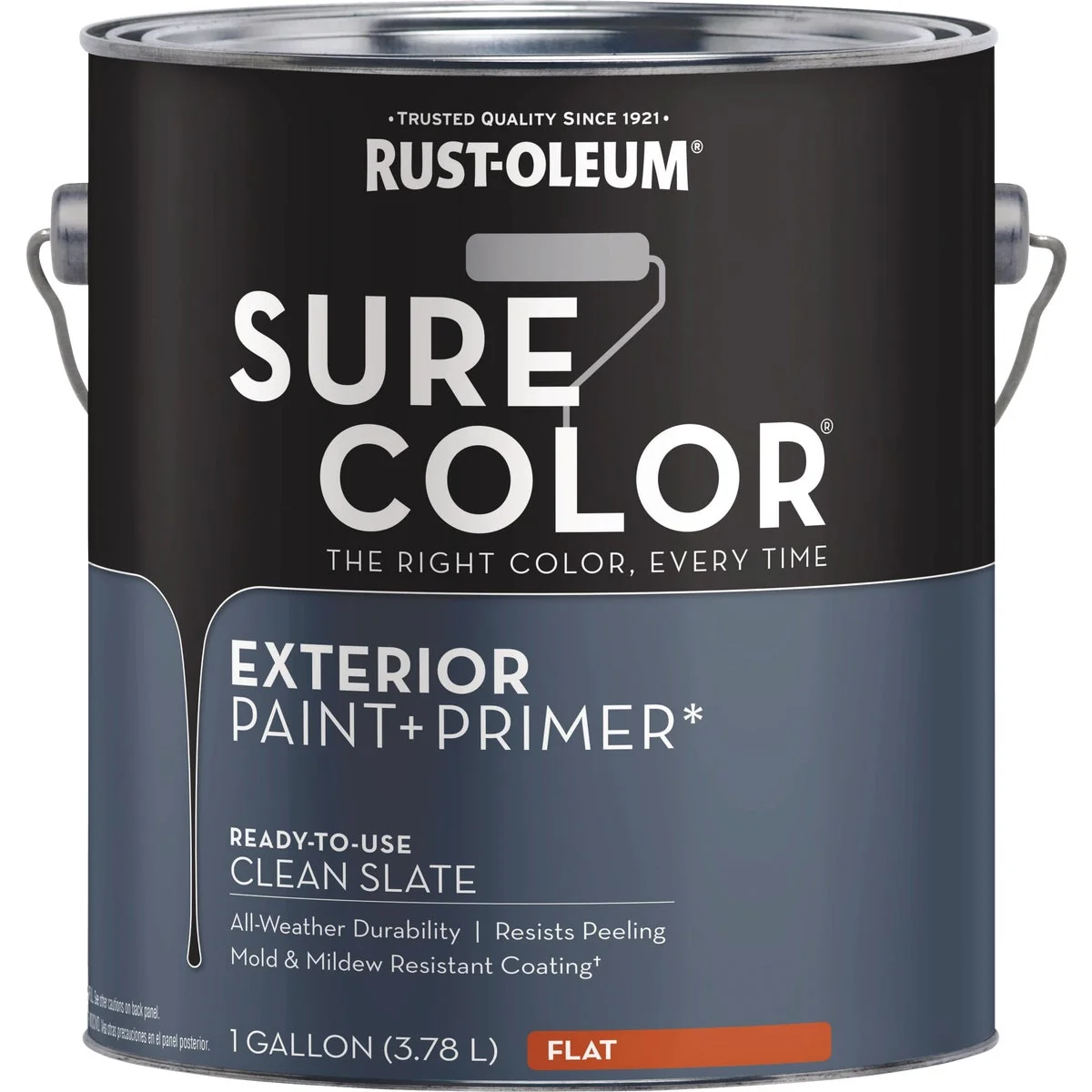 Reusable Rust-Oleum Sure Color Exterior Paint and Primer Clean Slate Flat 1 Gal Eco-Friendly
