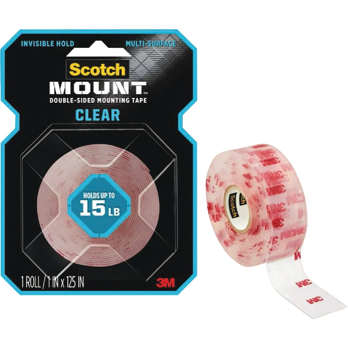 Official Scotch-Mount 1 In. x 125 In. Clear Double-Sided Mounting Tape Casual