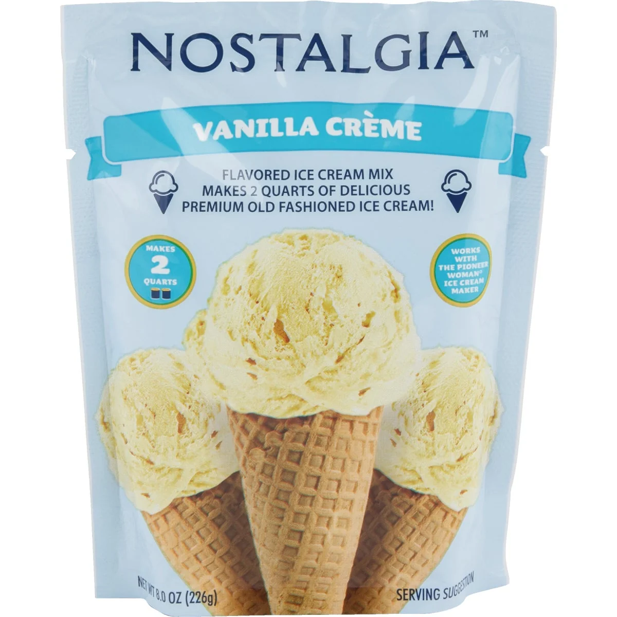 Official Nostalgia 8 Oz. Vanilla Individual Ice Cream Packet Efficient