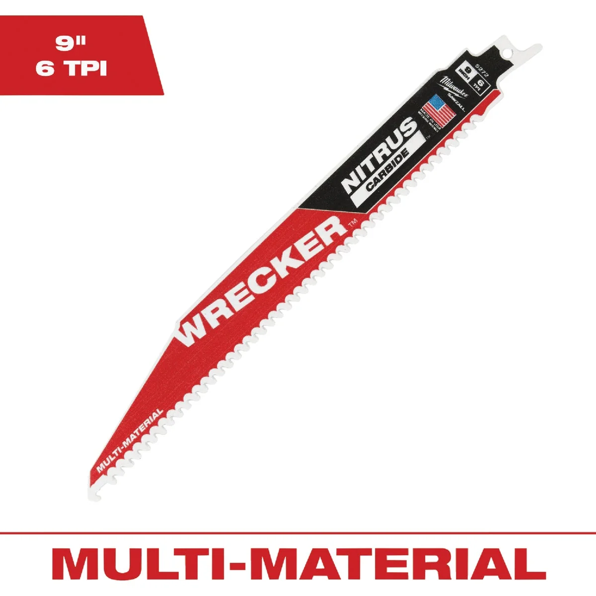 Innovative Milwaukee SAWZALL The WRECKER 9 In. 6 TPI Multi-Material Demolition Reciprocating Saw Blade with Nitrus Carbide Teeth Lightweight