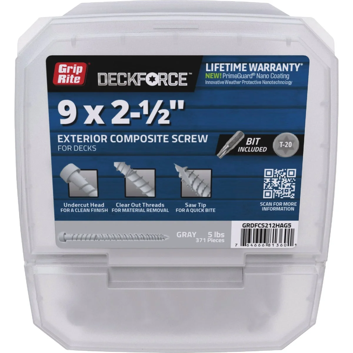 Consistent Grip-Rite DeckForce 2-1 2 In. Composite Harbor Gray Deck Screw 5 Lb. Elegant