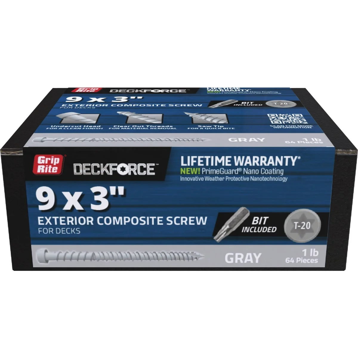 Solid Grip-Rite DeckForce 3 In. Composite Harbor Gray Deck Screw Relaxed