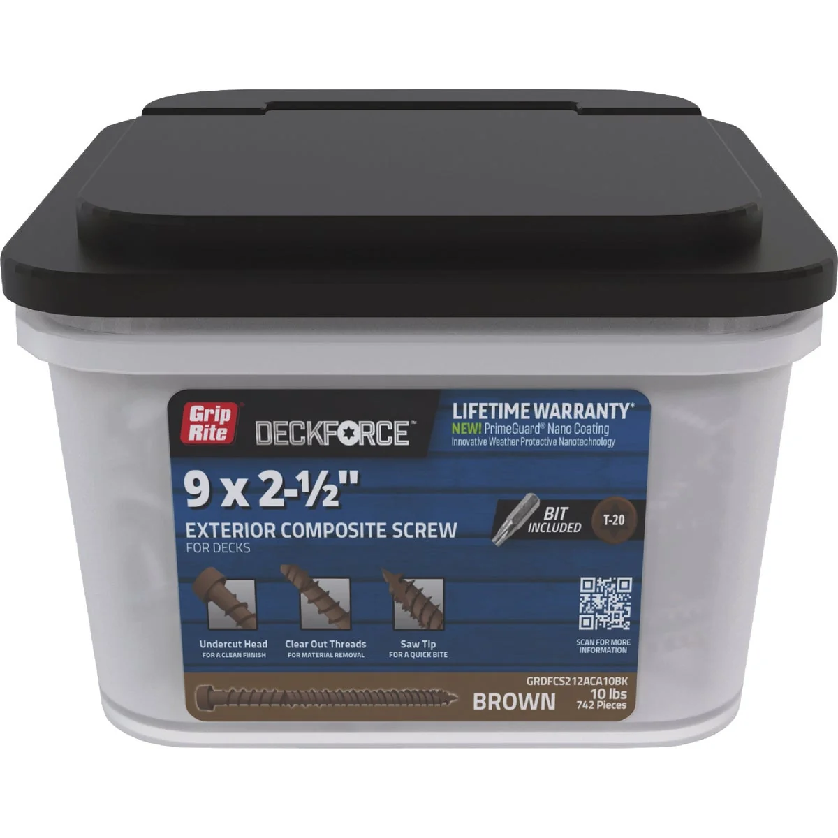 Fast Grip-Rite DeckForce 2-1 2 In. Composite Acacia Deck Screw 10BK Fashionable