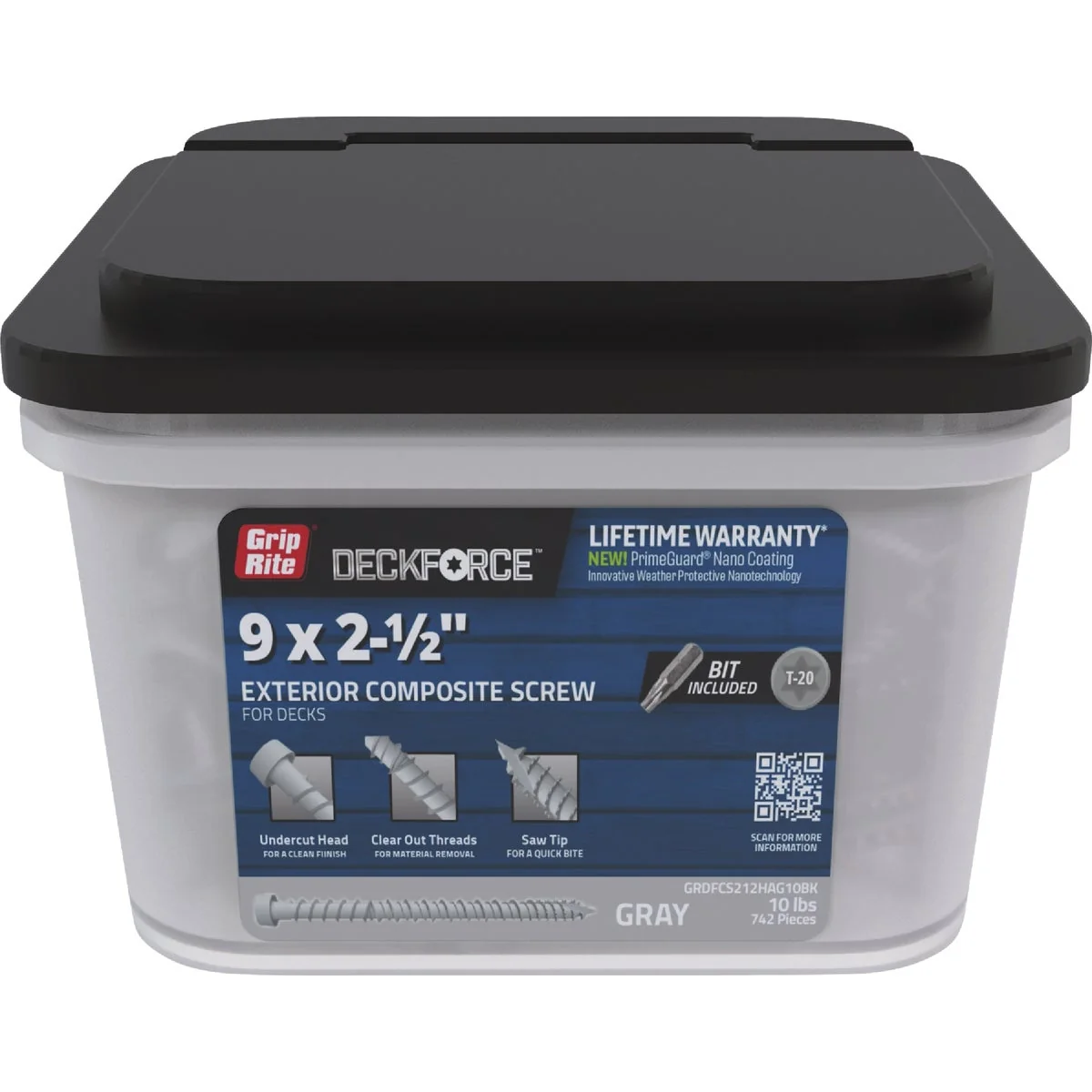 Crafted Grip-Rite DeckForce 2-1 2 In. Composite Harbor Gray Deck Screw 10BK Premium