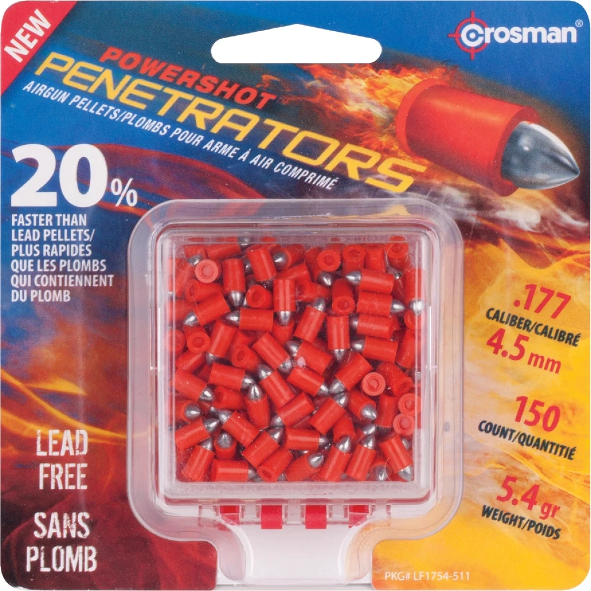 Proven Crosman PowerShot Penetrators .177 Cal. Pointed 5.4 Grain Pellet Ammunition 150-Pack Modern