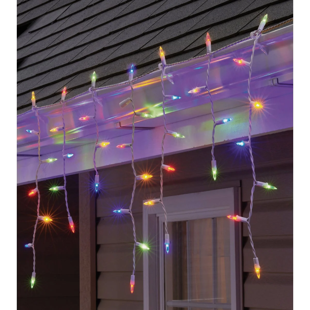 Sustainable Sylvania 100-Bulb Staylit Traditional Glow Glass Mini LED Mult-Color Icicle Light Set with White Wire Specialty