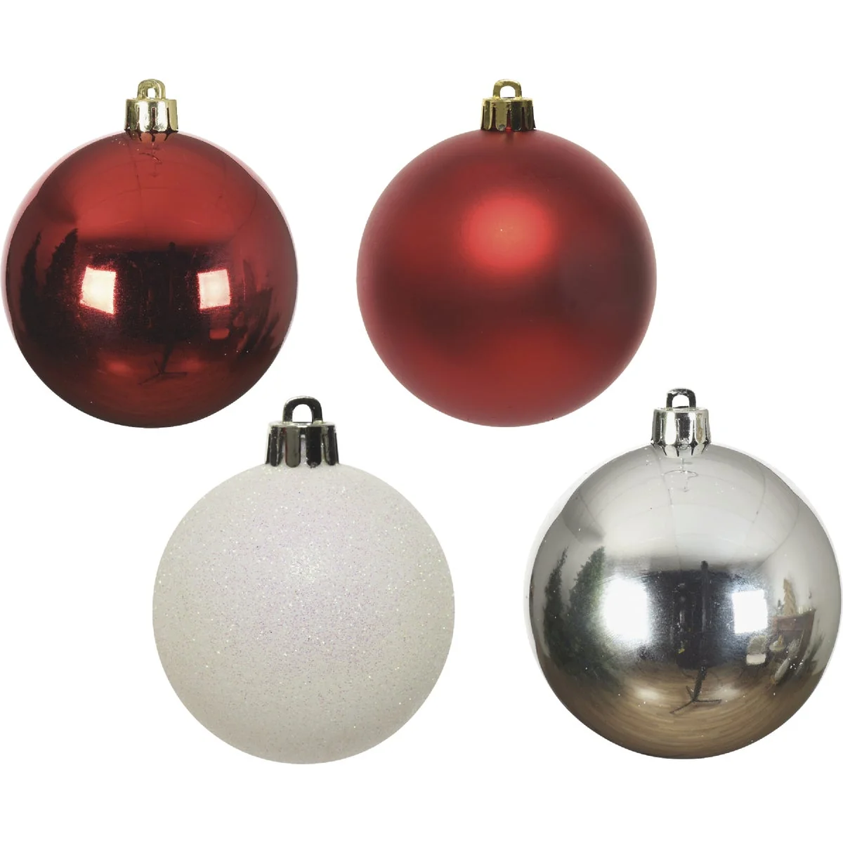 Outstanding Decoris 2.4 In. Shatterproof Red White Silver Bauble Christmas Ornament 30-Pack Certified