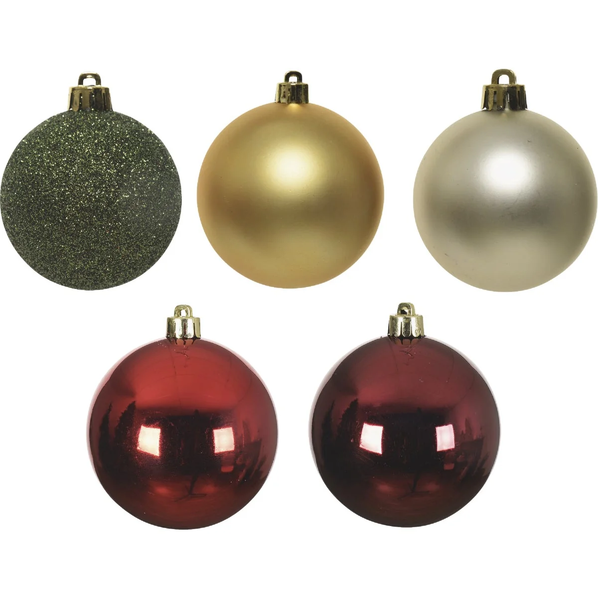 Exceptional Decoris 2.4 In. Shatterproof Red Green Gold Bauble Christmas Ornament 30-Pack Fashionable