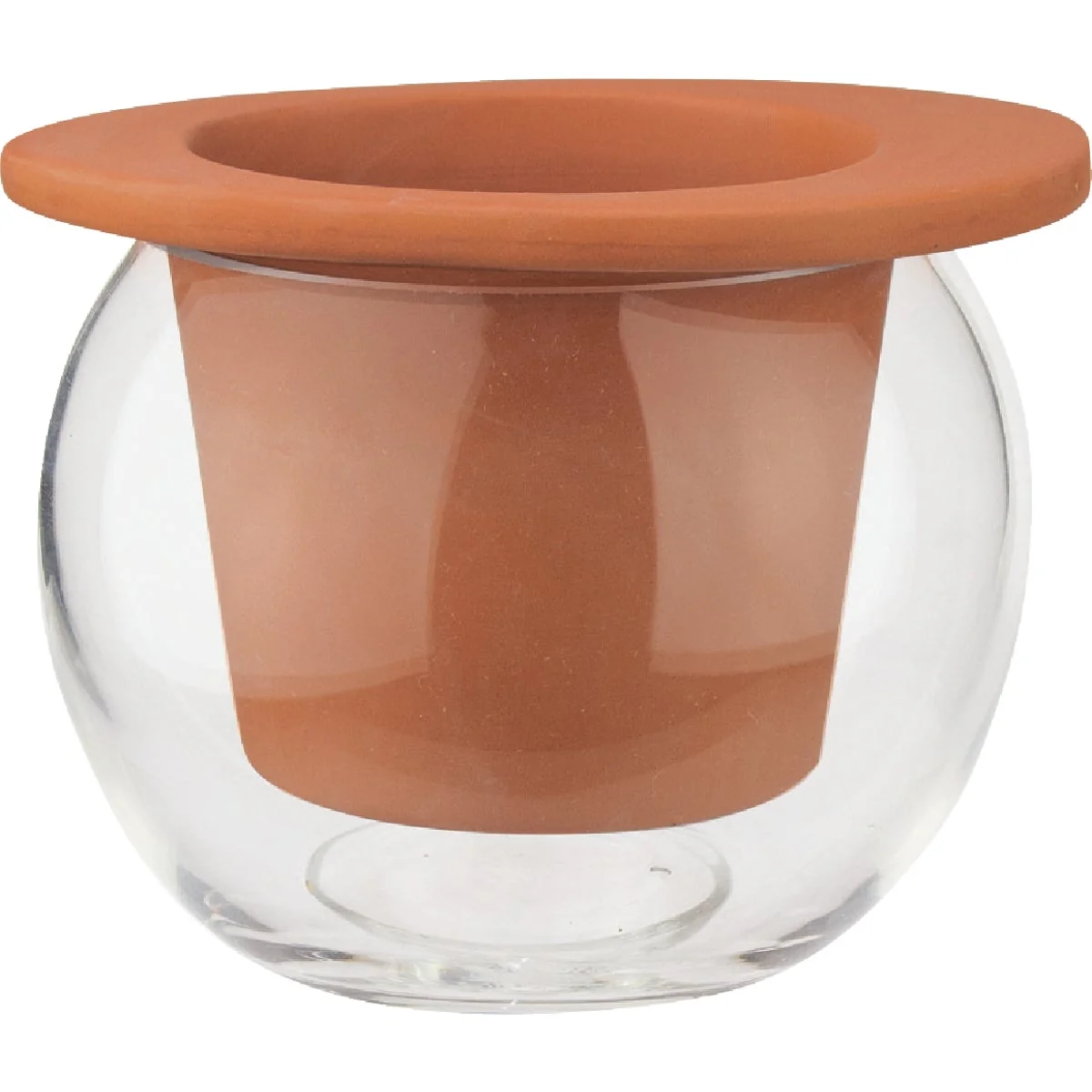 Prestigious Syndicate Home and Garden 4.5 In. Terracotta Glass Self-Watering Planter Verified