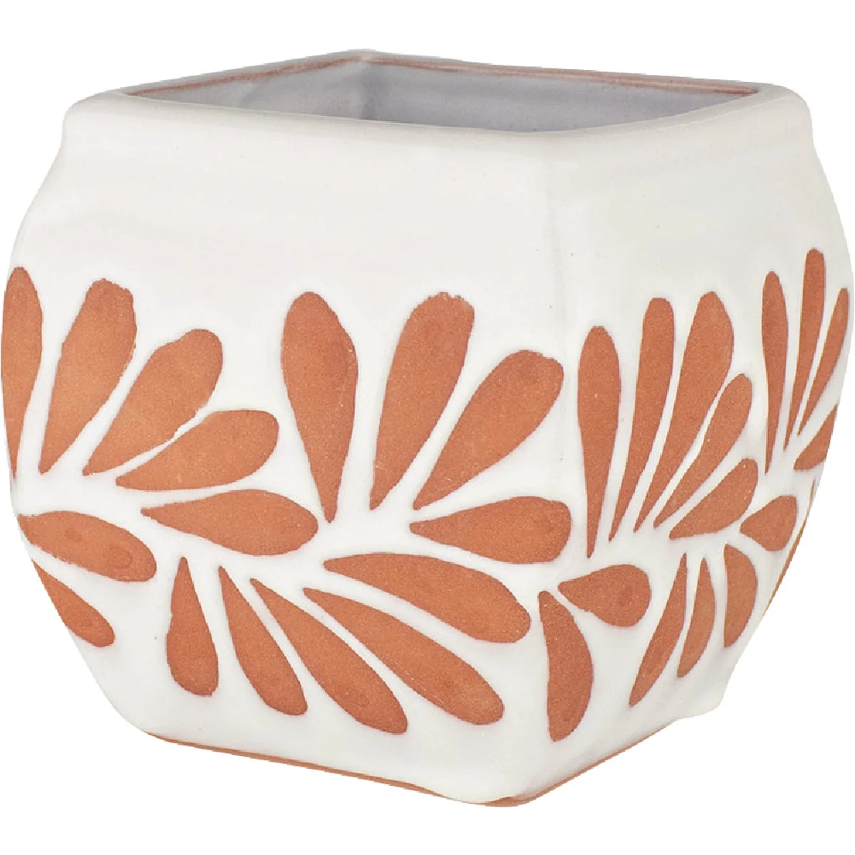 Minimalist Syndicate Home and Garden 5 In. Bubble Square Plumeado White Clay Planter Next-Generation