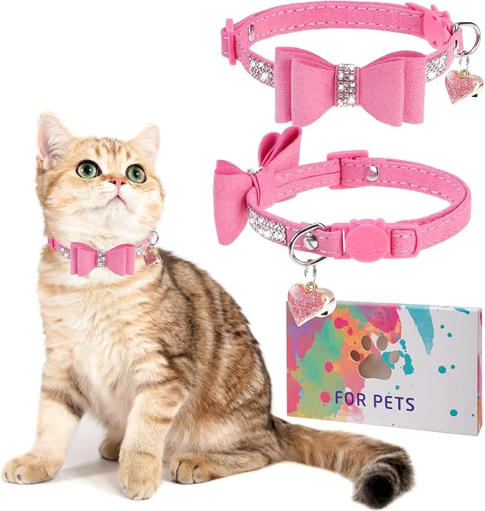 High-Performance Rhinestone Cat Collar with Bow Breakaway Elegant Female Diamond Cat Collars Sophisticated