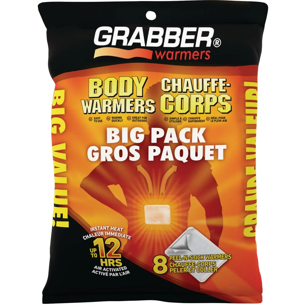 Certified Grabber Disposable Adhesive Body Warmer 8-Pack Specialty