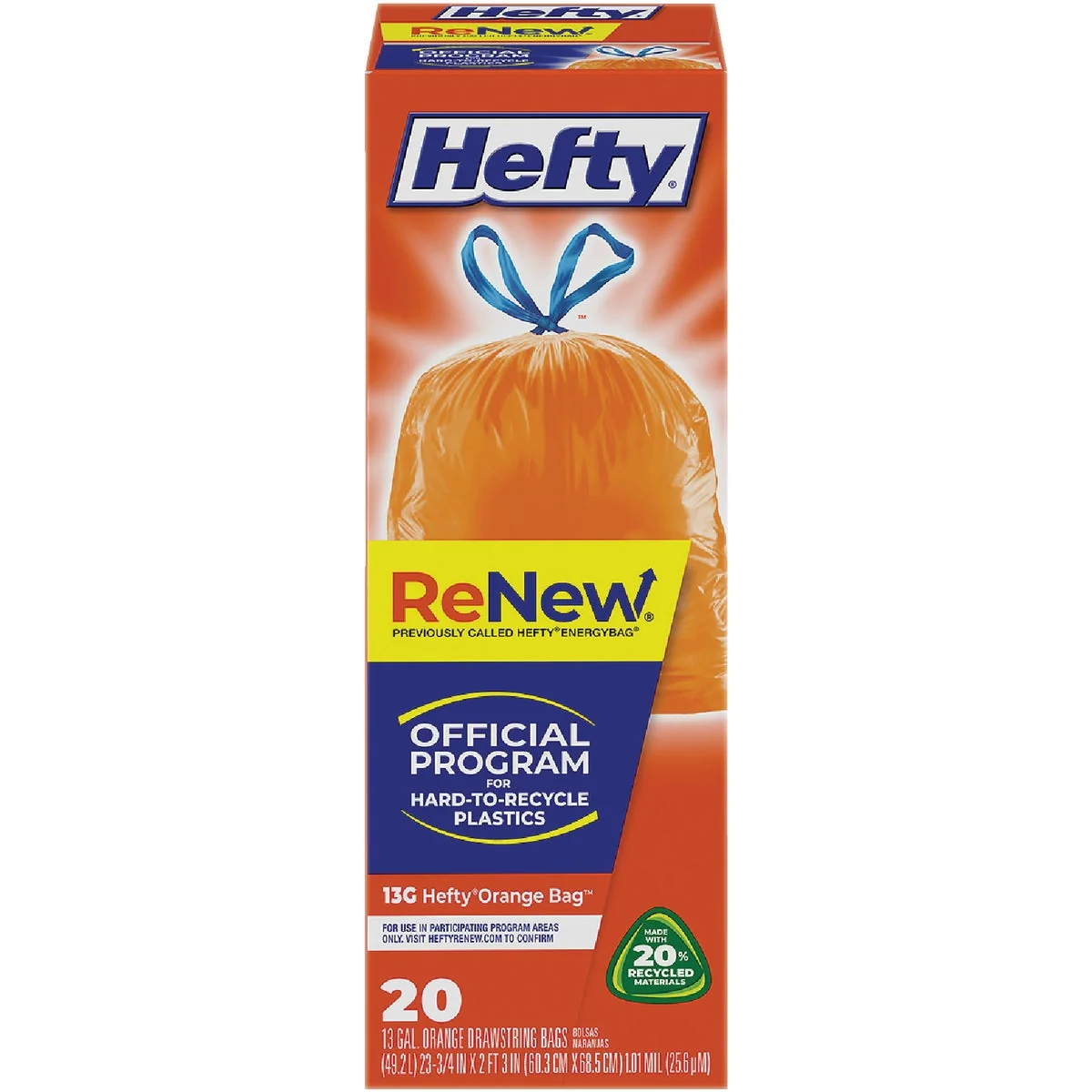 Consistent Hefty 13-Gallon Orange Recycling Bag 20-Count First-Class