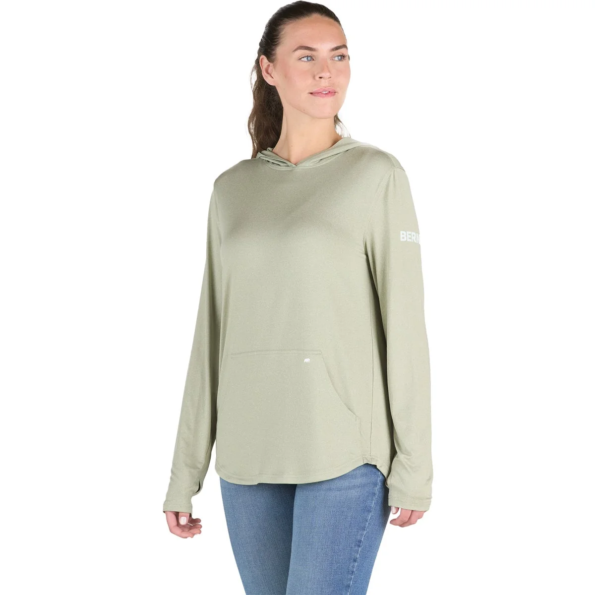 Crafted Berne Women's XL Heathered Seagrass Long Sleeve Hooded UPF Sun Shirt Sophisticated