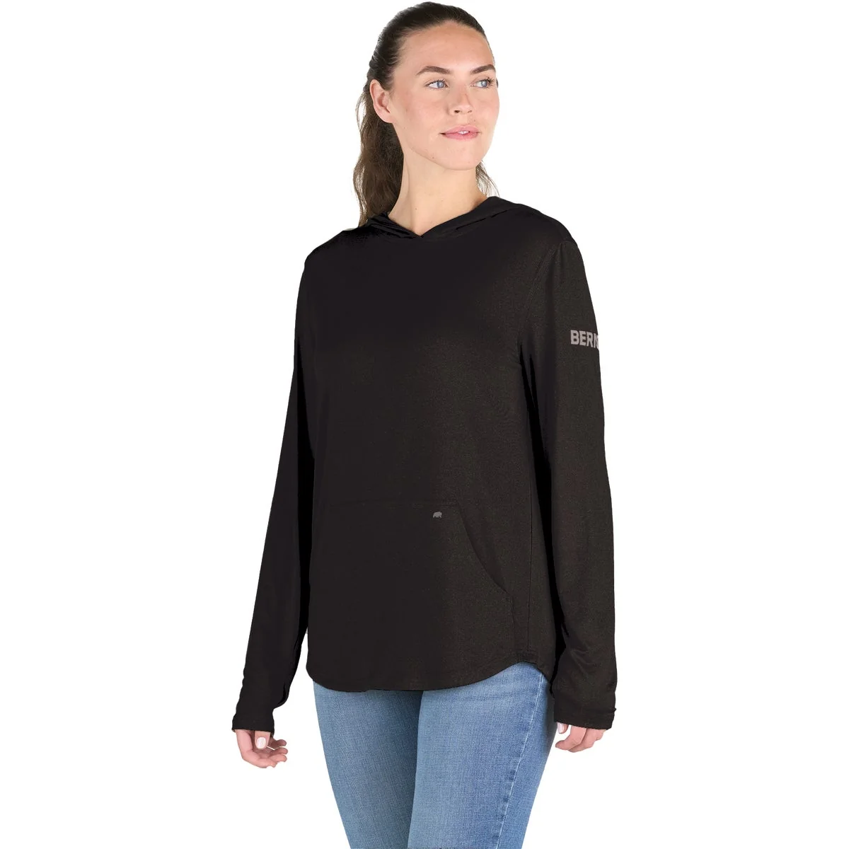 Unique Berne Women's Large Black Midweight UPF Quarter-Zip Shirt Verified