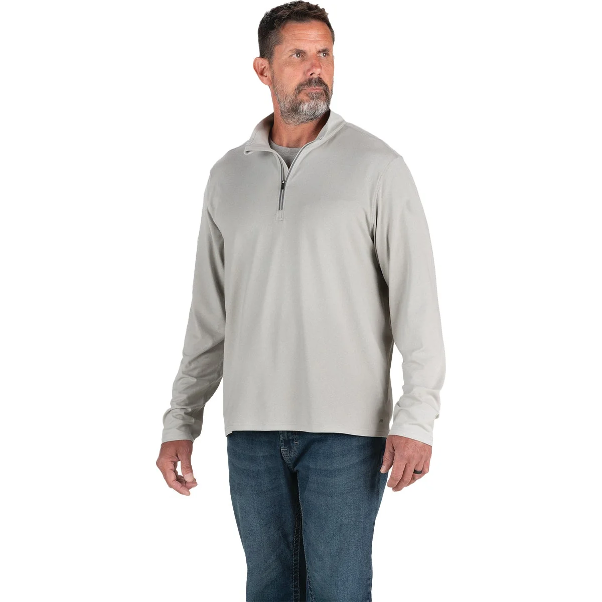 Functional Berne Men's Large Heathered Gray Midweight UPF Quarter-Zip Shirt Dependable