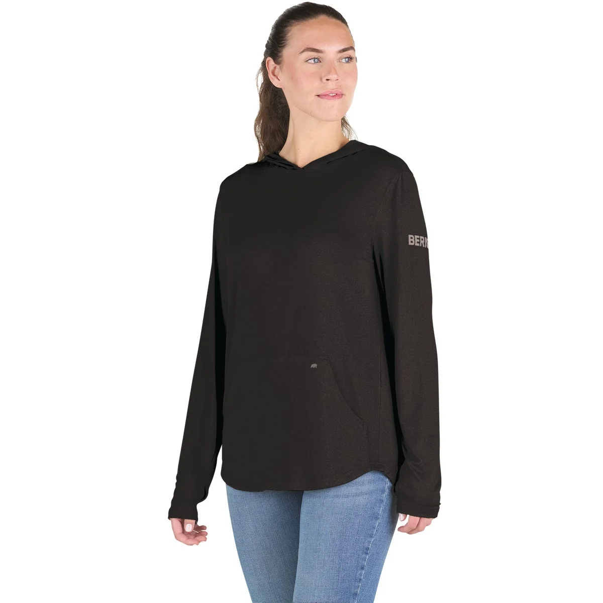 User-Friendly Berne Women's Small Black Long Sleeve Hooded UPF Sun Shirt Authentic