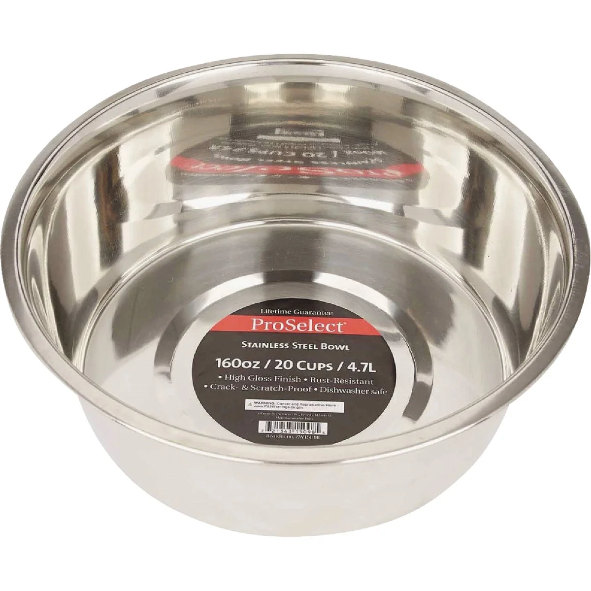 Powerful Boss Pet ProSelect 160 Oz. Heavy Stainless Steel Mirror Finish Dog Bowl Modern