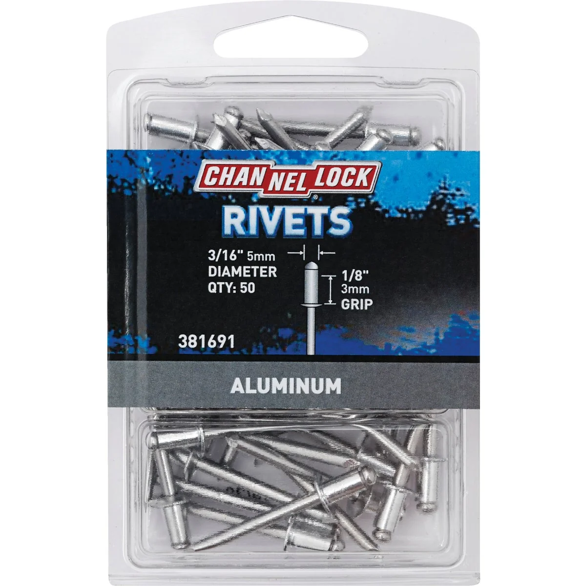 Original Channellock 3 16 In. Dia. x 1 8 In. Grip Aluminum POP Rivet 50-Pack Luxury