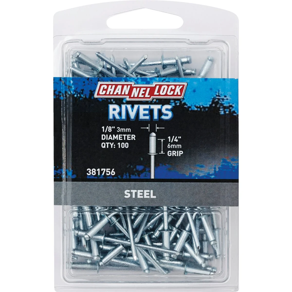 Sophisticated Channellock 1 8 In. Dia. x 1 4 In. Grip Steel POP Rivet 100-Pack Lightweight