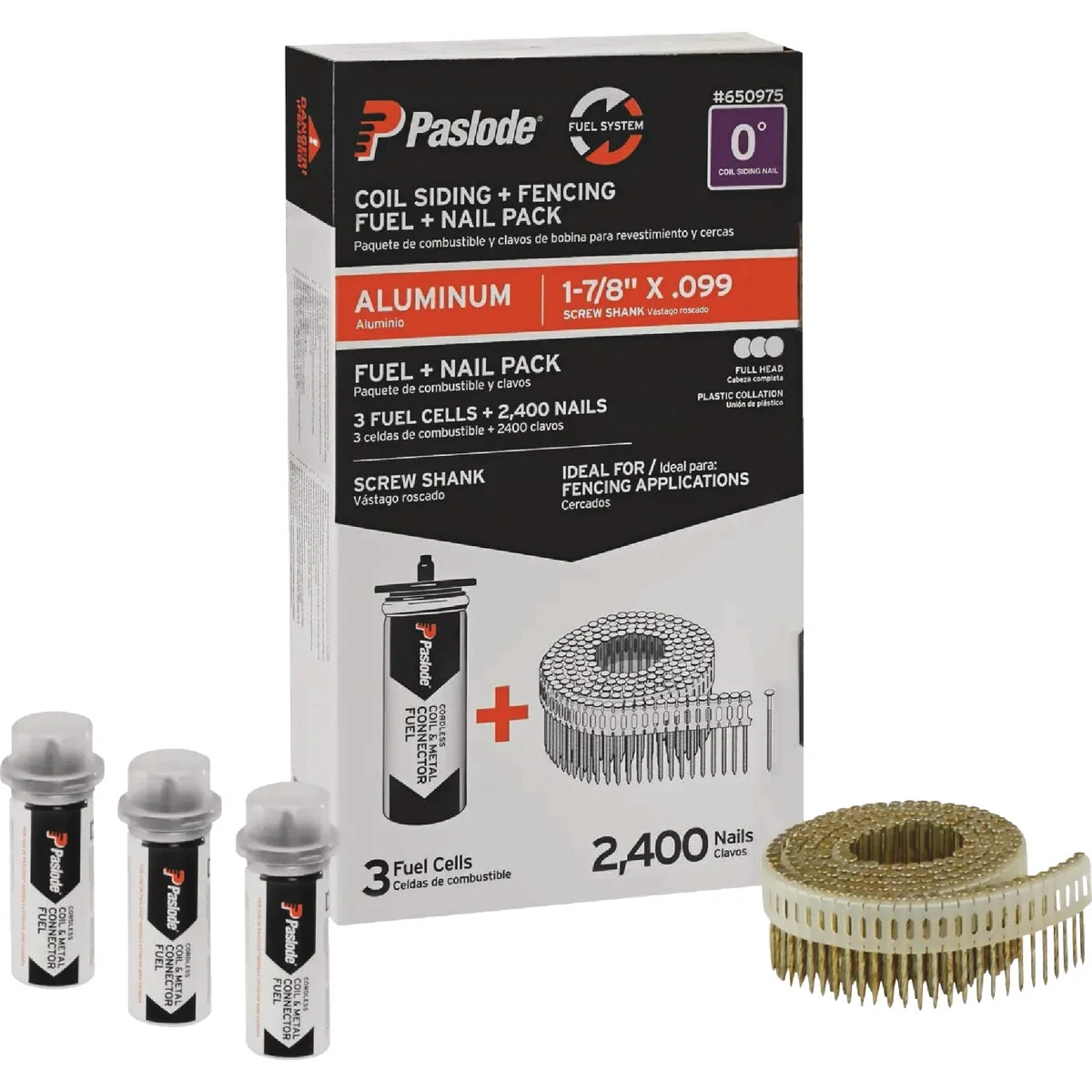 User-Friendly Paslode 1-7 8 In. x 0.086 In. 0 Degree Plastic Strip Hot-Dipped Galvanized Coil Siding Nail with 3 Fuel Cells 2400 Ct. Functional