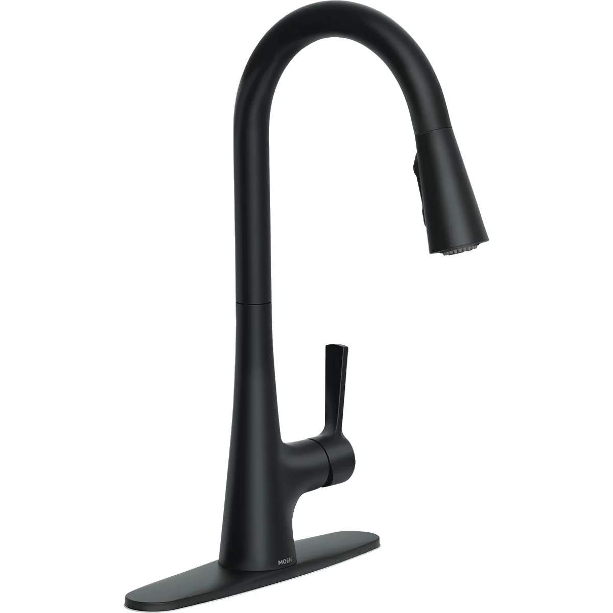 User-Friendly Mikah Matte Black One-Handle High Arc Pulldown Kitchen Faucet Genuine