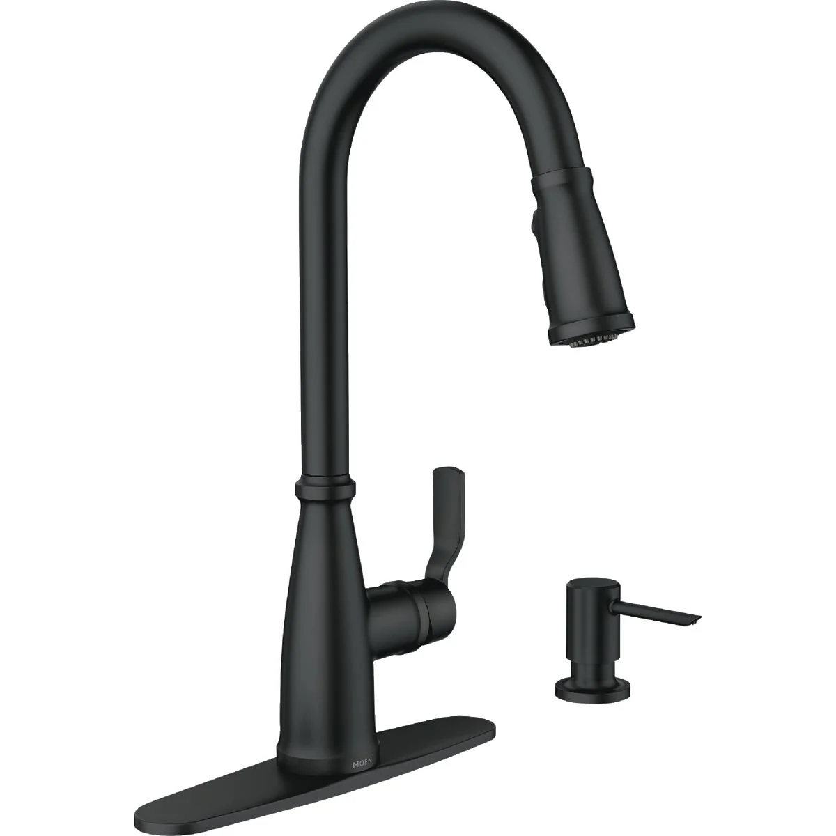 Traditional Moen Nolia 1-Handle Pull-Down High Arc Kitchen Faucet Matte Black Specialty