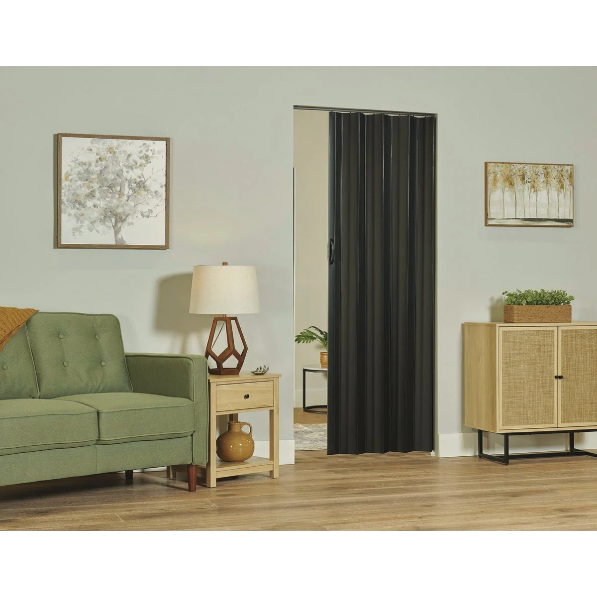 Modern Spectrum Sienna 36 In. x 80 In. Black PVC Folding Door Fine Crafted