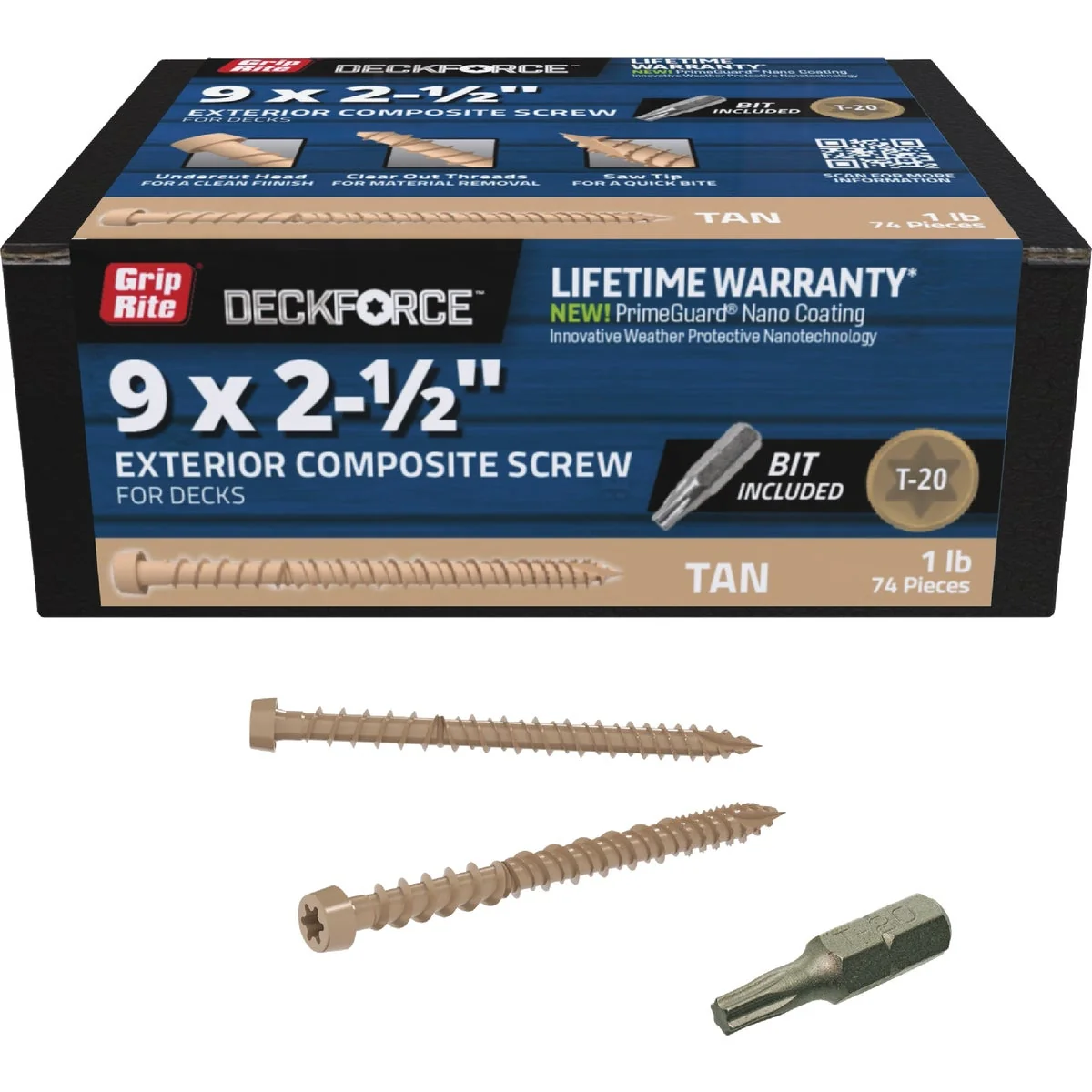 Comfortable Grip-Rite DeckForce 9 x 2-1 2 In. Tan Composite Deck Screw 1 Lb. Superior