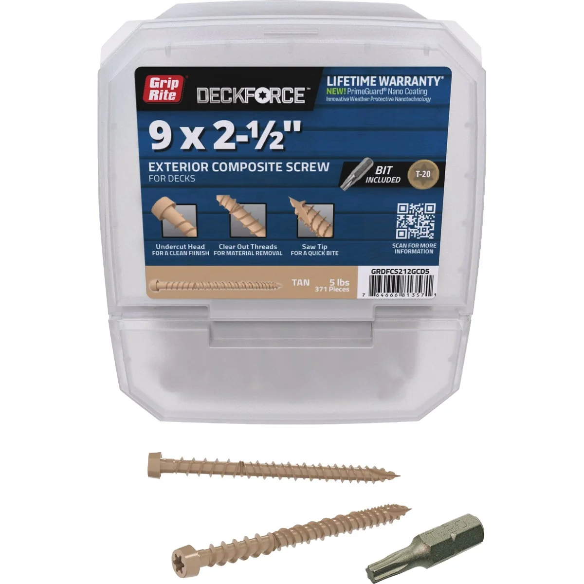 Flexible Grip-Rite DeckForce 9 x 2-1 2 In. Tan Composite Deck Screw 5 Lb. Recyclable