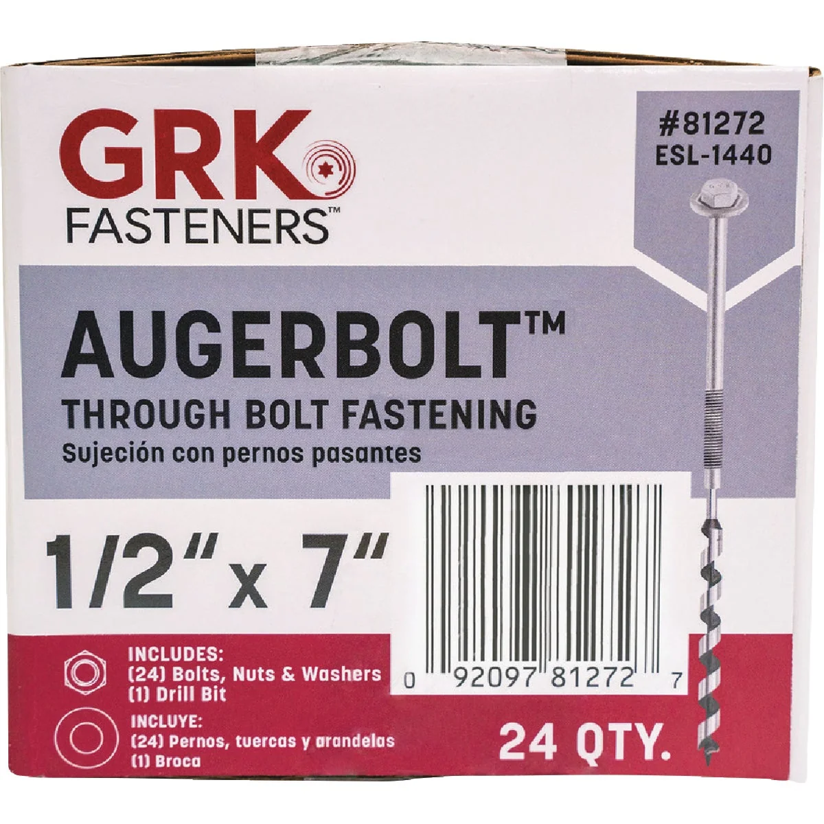 High-Grade GRK AugerBolt 1 2 In. x 7 In. Galvanized Hex Through Bolt 24-Count Organic