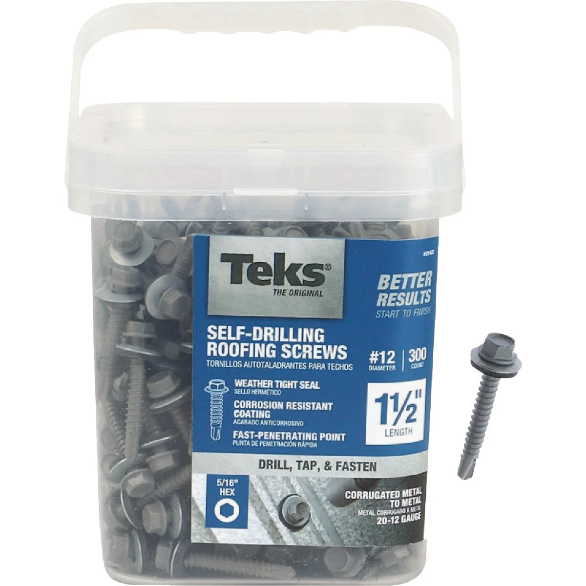 Environmentally Friendly Teks 12 x 1-1 2 In. Hex Washer Head Self-Drilling Metal to Metal Roofing Screw 300 Ct. Fashionable