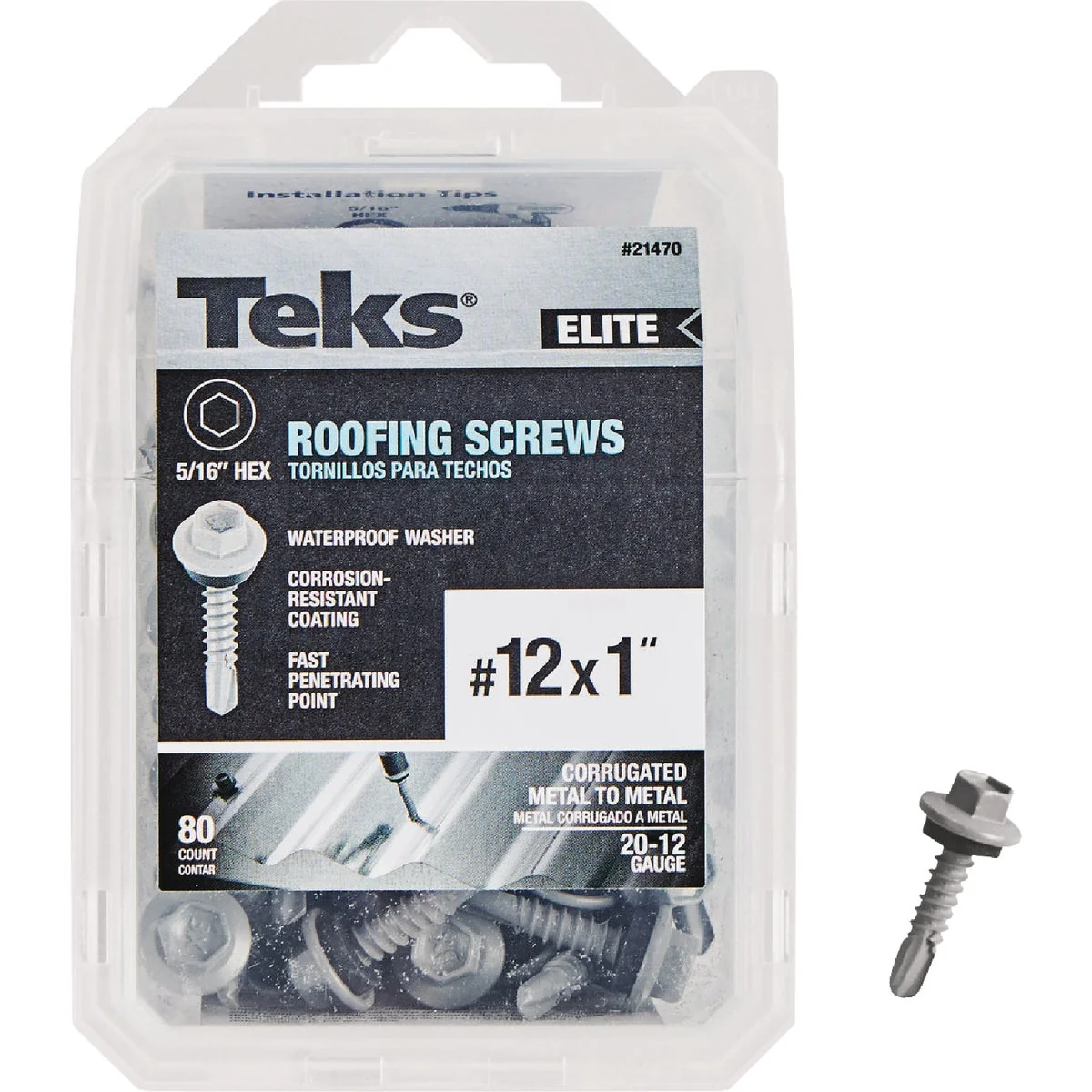 Exclusive Teks Elite 12 x 1 In. Hex Washer Head Drill Point Metal to Wood Roofing Screw 80 Ct. Modern