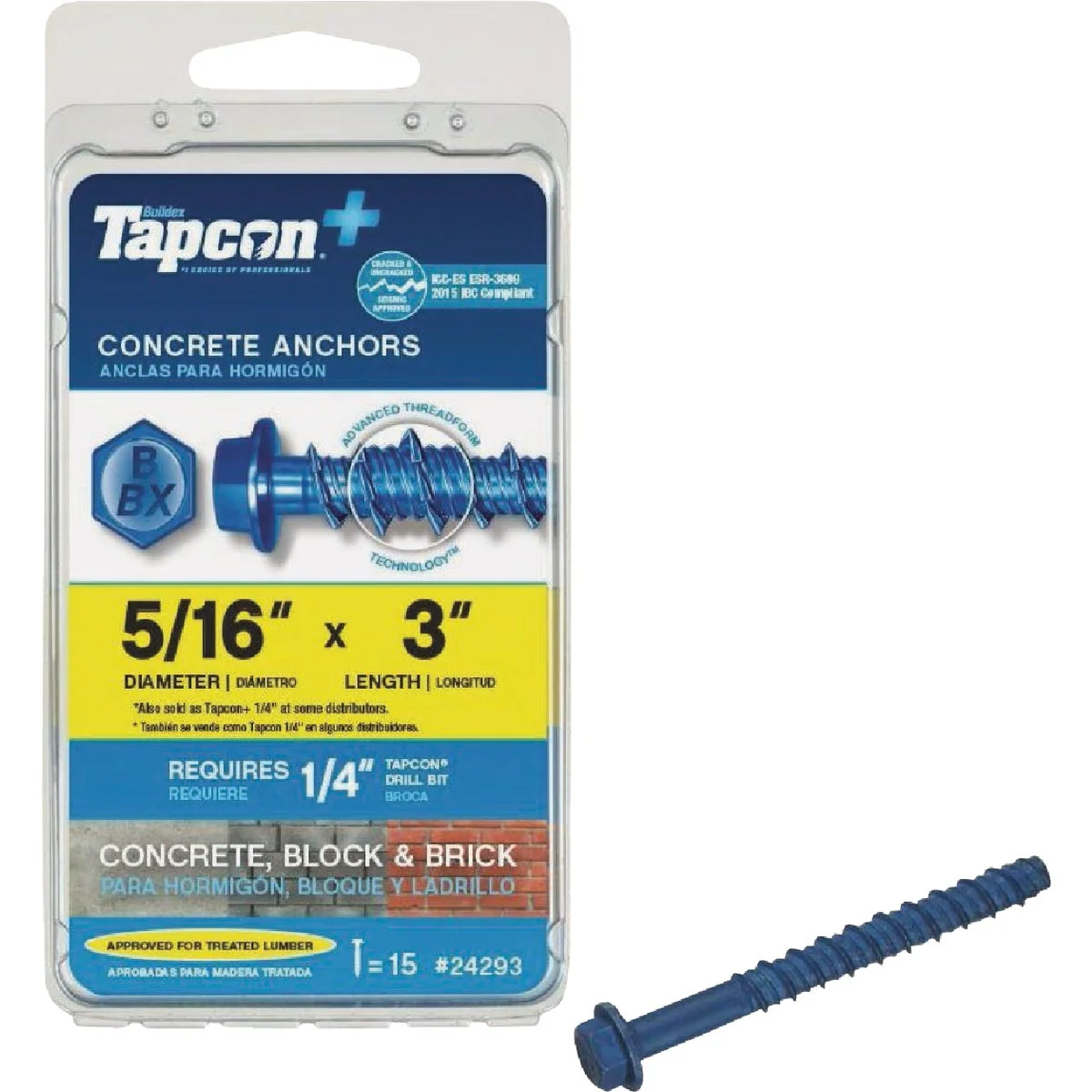 Elite Tapcon 5 16 In. x 3 In. Hex Washer Concrete Screw Anchor 15 Ct. Fine
