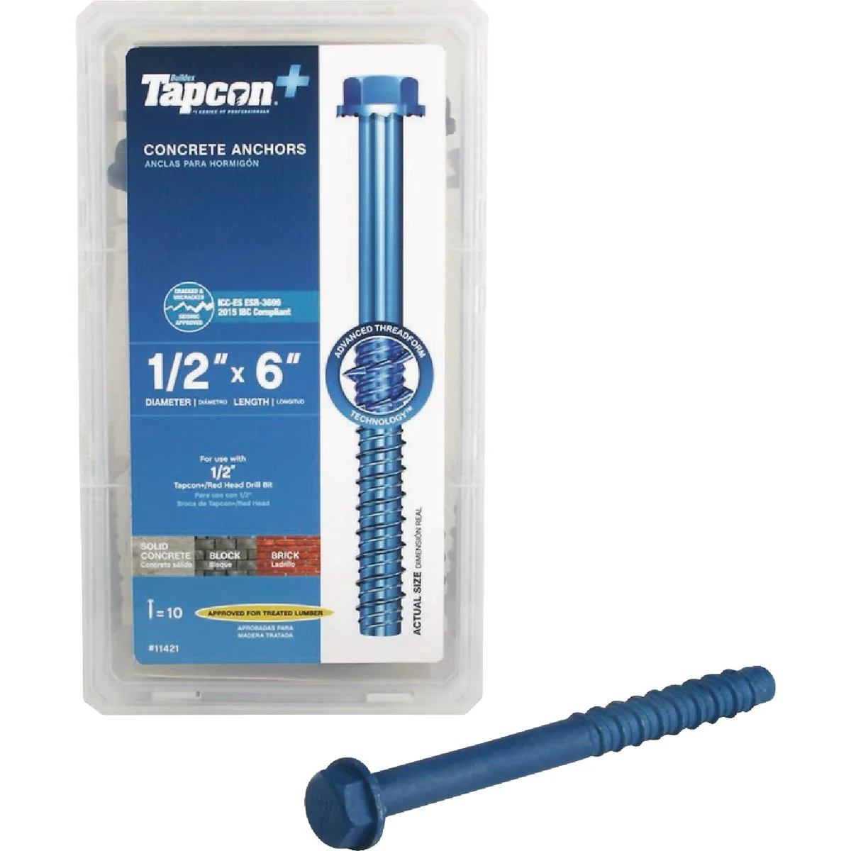 Convenient Tapcon 1 2 In. x 6 In. Hex Washer Concrete Screw Anchor 10 Ct. Traditional