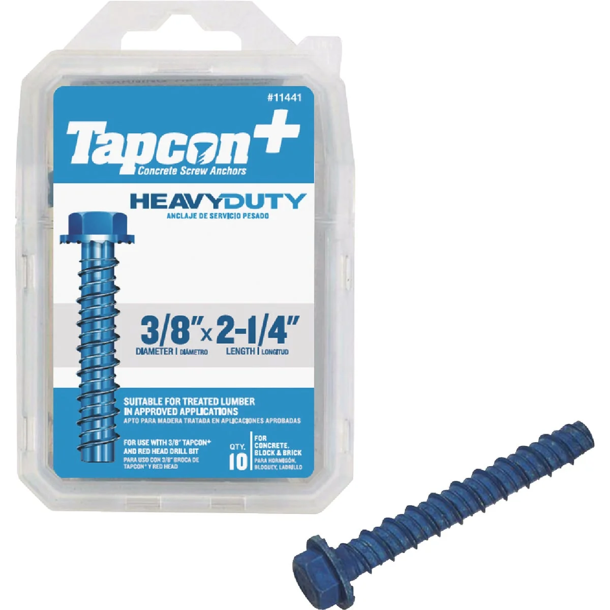 Crafted Tapcon 3 8 In. x 2-1 4 In. Hex Washer Concrete Screw Anchor 10 Ct. Classic
