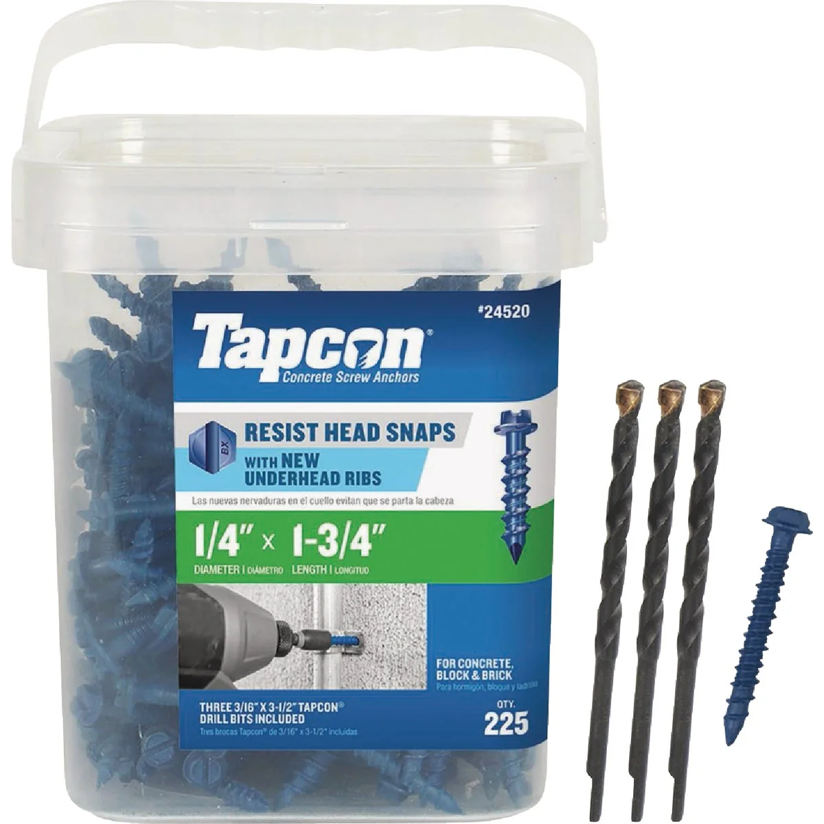 Clean Tapcon 1 4 In. x 1-3 4 In. Hex Washer Concrete Screw Anchor 225 Ct. Carefully Designed
