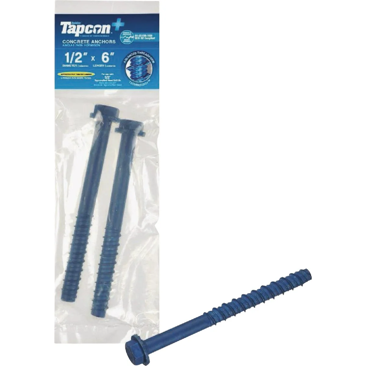 Quality Tapcon 1 2 In. x 6 In. Hex Washer Concrete Screw Anchor 2 Ct. Premium