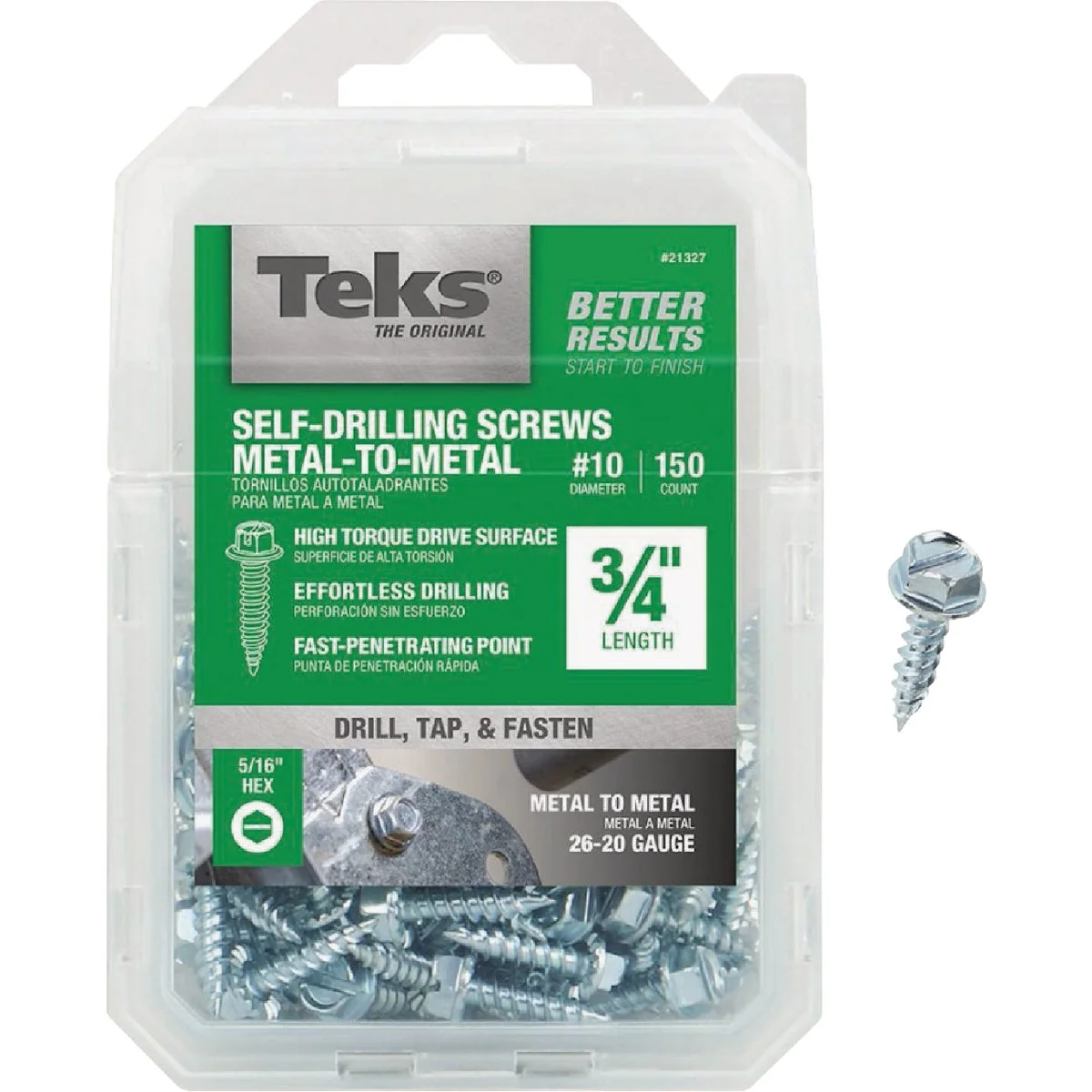 Environmentally Friendly Teks 10 x 3 4 In. Hex Washer Head Sharp Point Metal to Metal Screw 150 Ct. Eco-Friendly