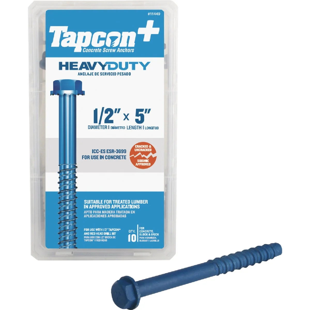 Flexible Tapcon 1 2 In. x 5 In. Hex Washer Concrete Screw Anchor 10 Ct. Reliable