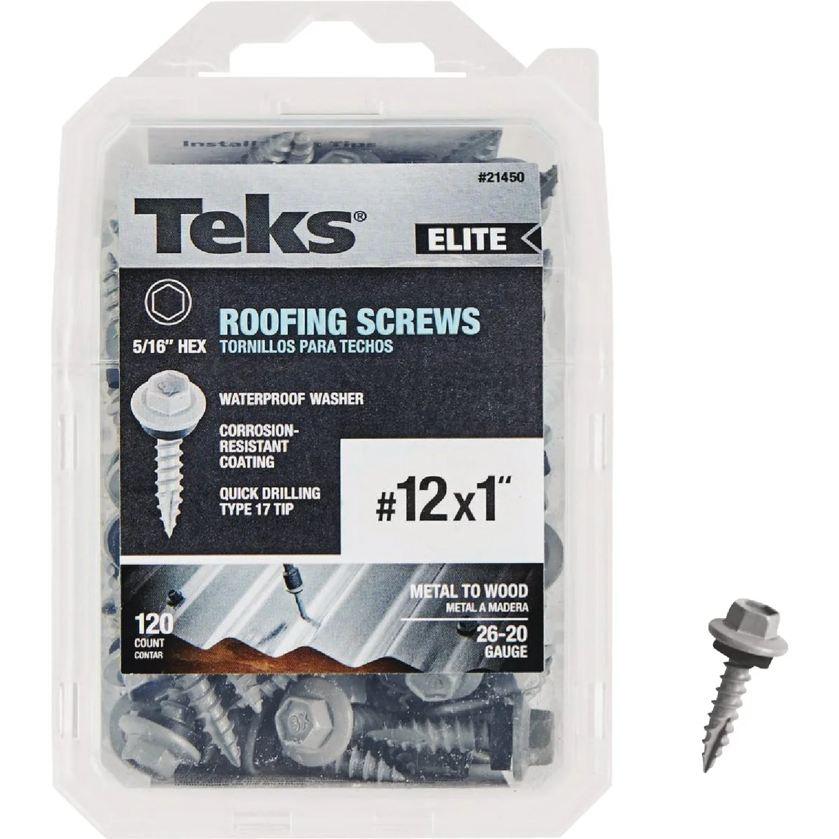 Carefully Designed Teks Elite 12 x 1 In. Hex Washer Head Sharp Point Metal to Wood Roofing Screw 120 Ct. Environmentally Friendly