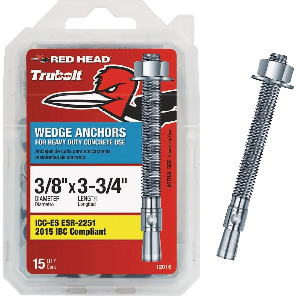 Traditional Red Head 3 8 In. x 3-3 4 In. Concrete Wedge Anchor 15 Ct. High-Grade